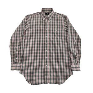 Vintage Saks Fifth Avenue Shirt Men's 16 1/2 - 35/36 Red Gray Plaid EUC BU LS